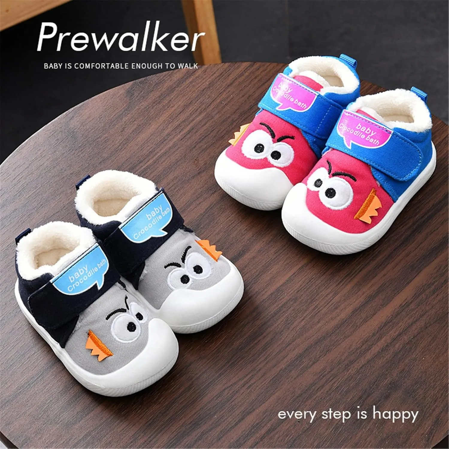 Unisex-Baby Cute Sneakers Crib Shoes Newborn Infant Toddler Neutral Boy Girl Soft Sole Non Slip Fleece Shoes