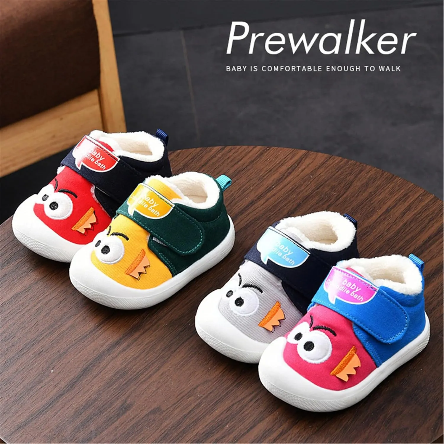 Unisex-Baby Cute Sneakers Crib Shoes Newborn Infant Toddler Neutral Boy Girl Soft Sole Non Slip Fleece Shoes