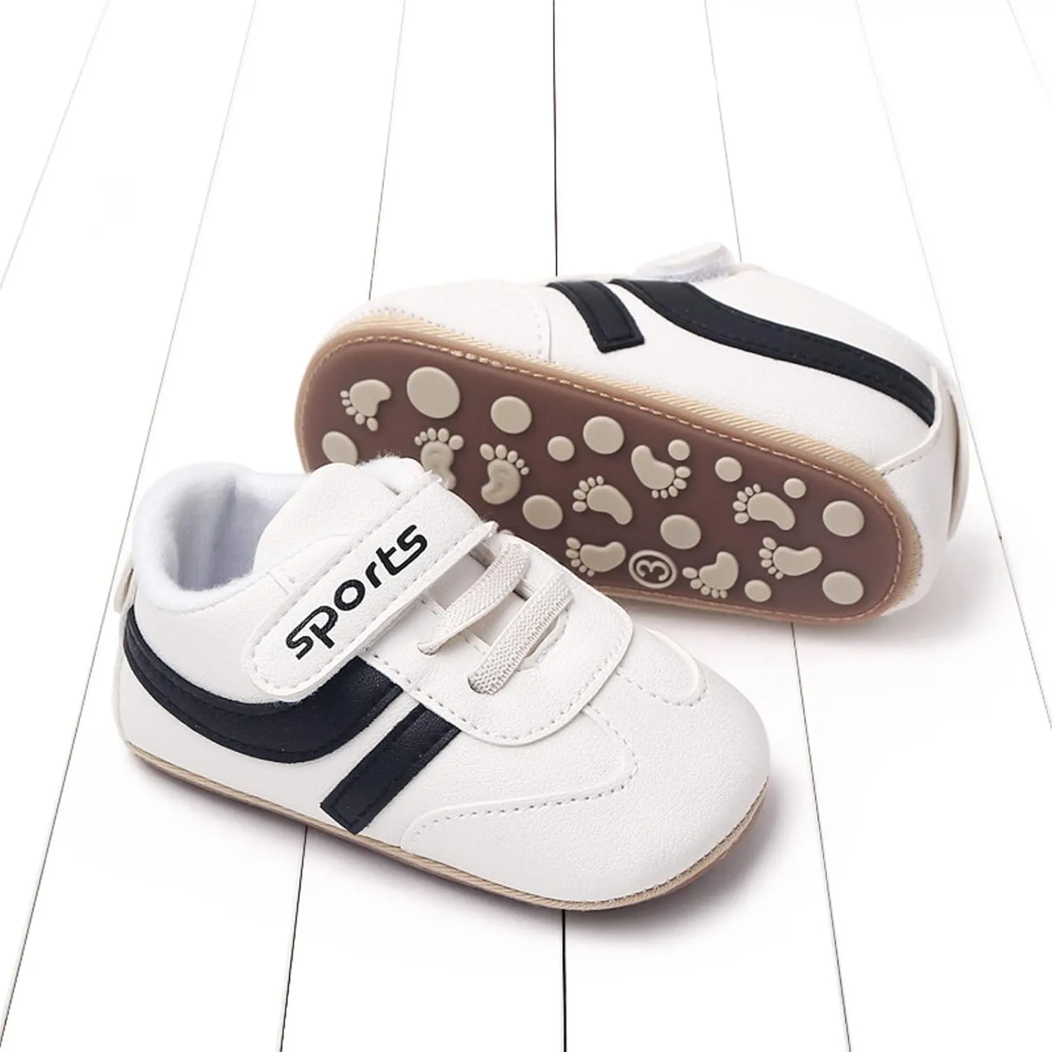 Unisex Baby Leather Sneakers Infant Boys Girls Non-Slip Soft Rubber Sole Lightweight Platform First Walking Shoes Toddler Toddler