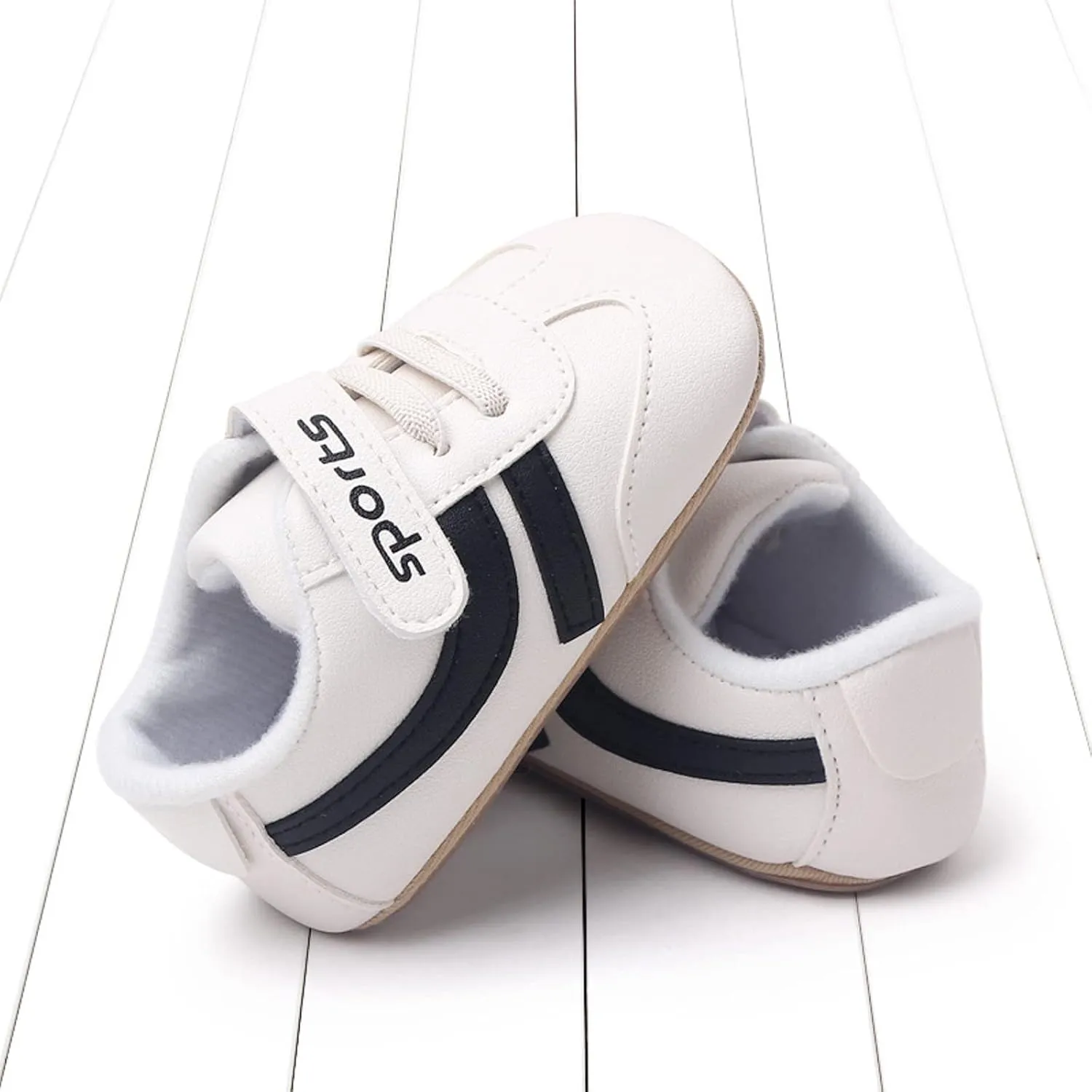 Unisex Baby Leather Sneakers Infant Boys Girls Non-Slip Soft Rubber Sole Lightweight Platform First Walking Shoes Toddler Toddler