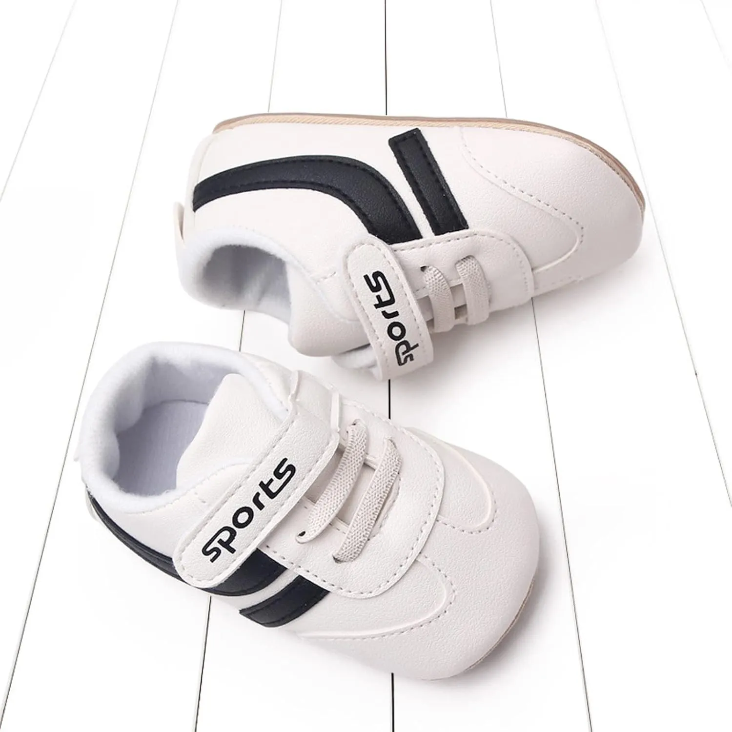 Unisex Baby Leather Sneakers Infant Boys Girls Non-Slip Soft Rubber Sole Lightweight Platform First Walking Shoes Toddler Toddler