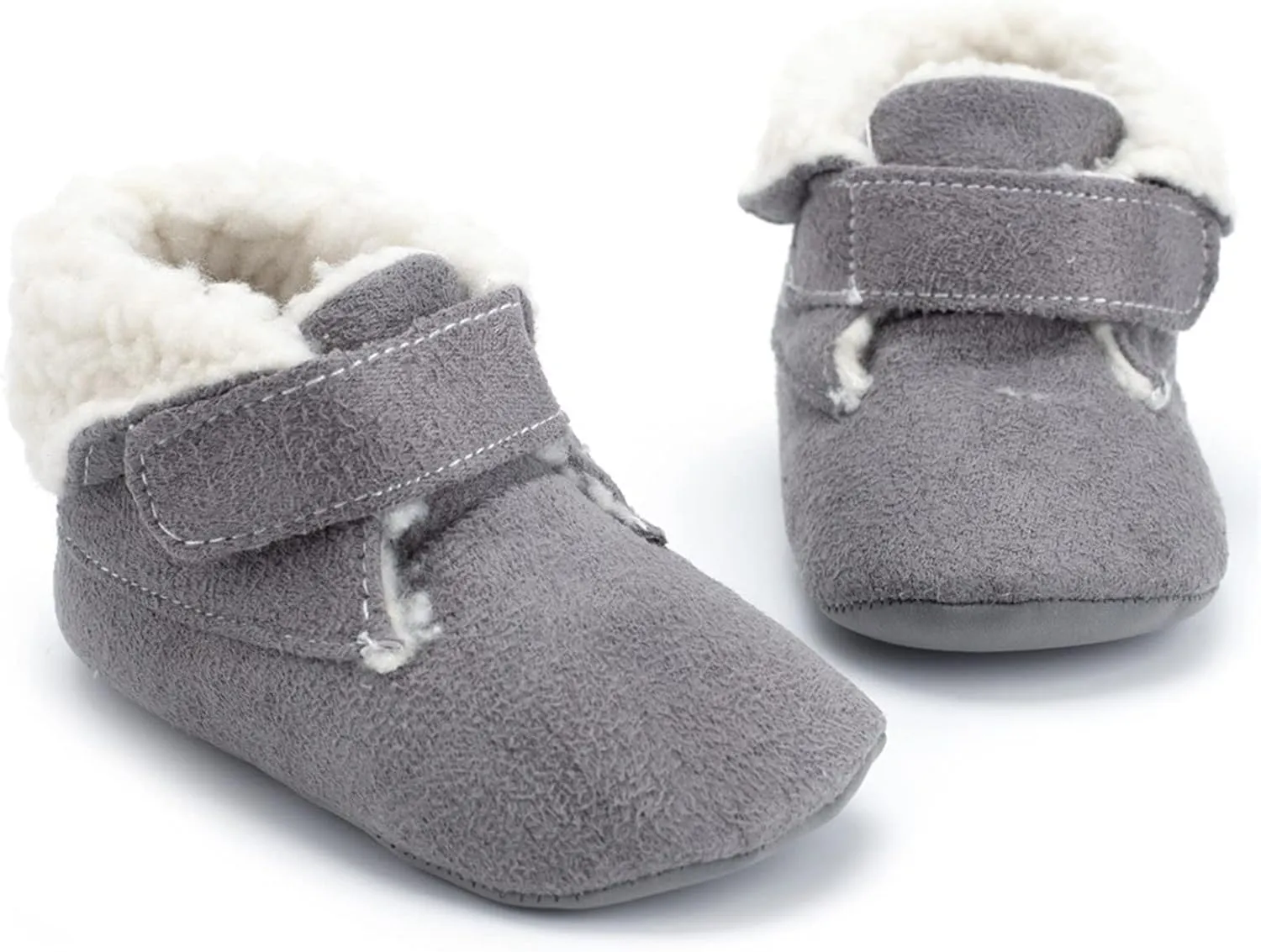 Unisex Baby Toddler Faux-Fr-Lined Booties Soft Sole Non Slip Plus Velvet Winter Boots for Babies Casual Dress Shoes
