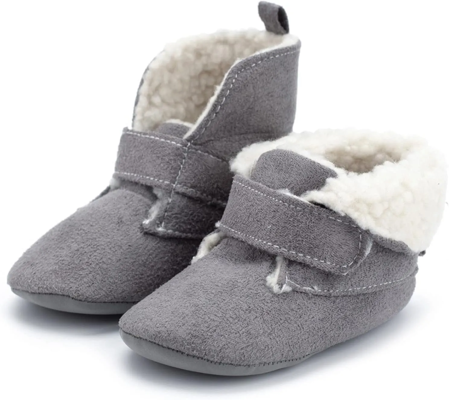 Unisex Baby Toddler Faux-Fr-Lined Booties Soft Sole Non Slip Plus Velvet Winter Boots for Babies Casual Dress Shoes