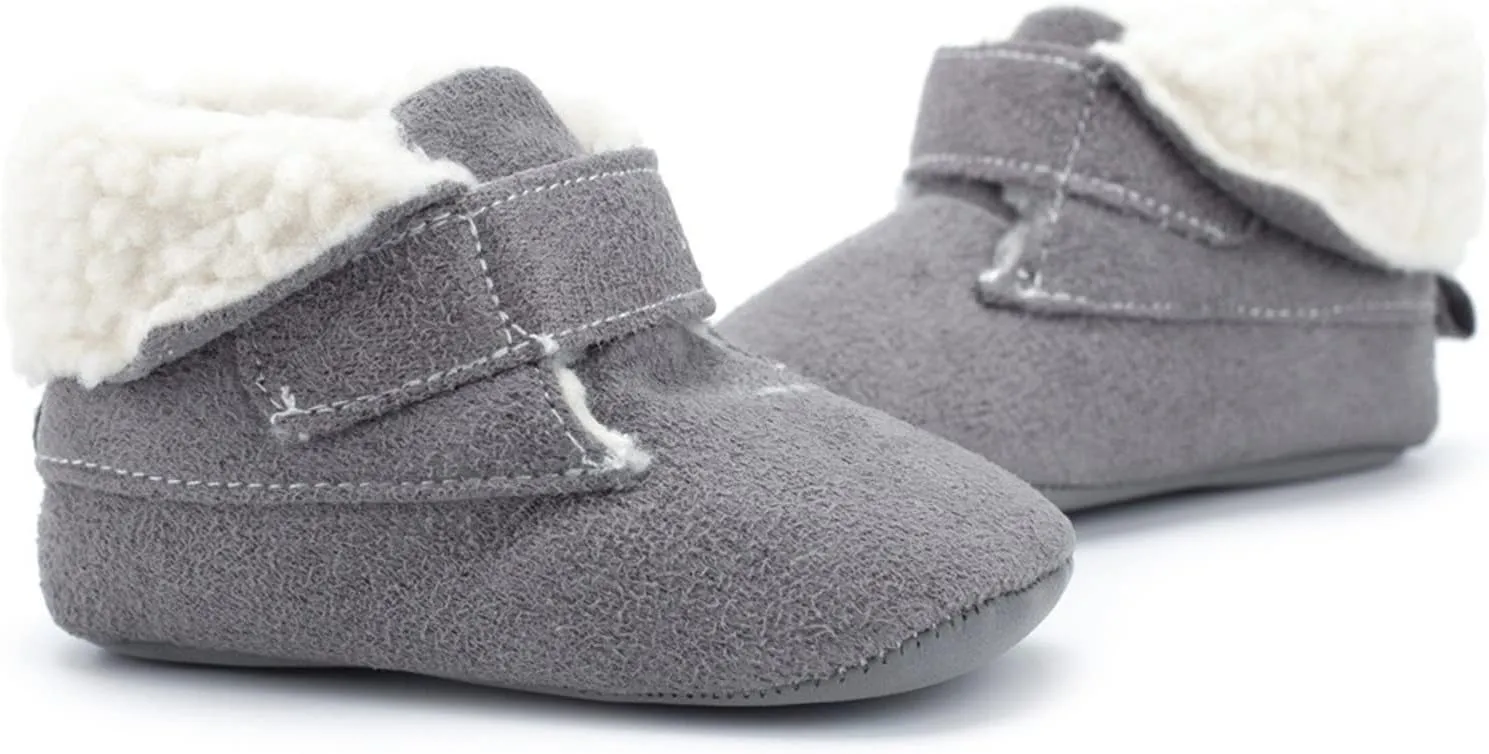Unisex Baby Toddler Faux-Fr-Lined Booties Soft Sole Non Slip Plus Velvet Winter Boots for Babies Casual Dress Shoes