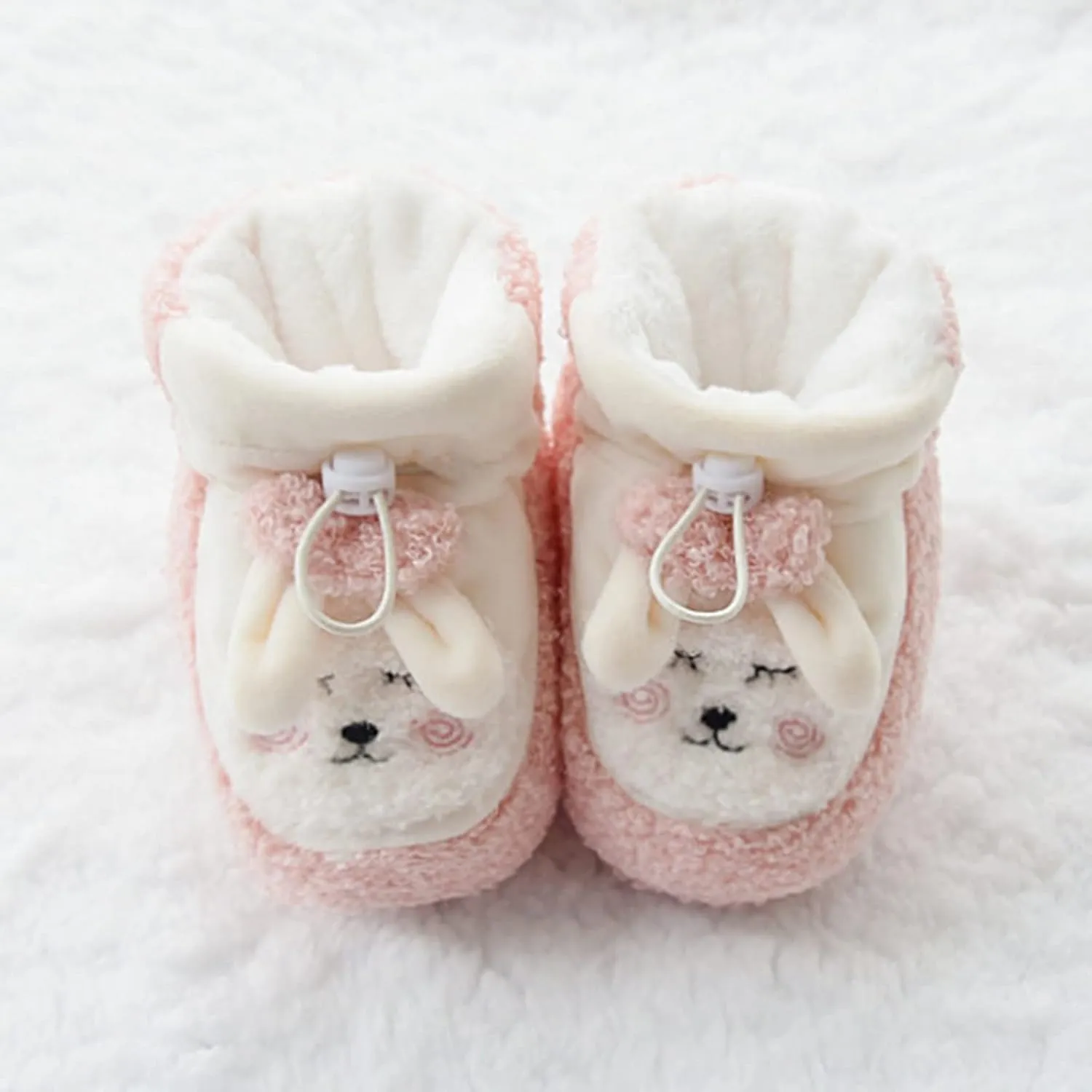 Unisex Newborn Baby Booties Baby Girls Boots Soft Soles Infant Winter Warm Fleece Cozy Socks Shoes 0-18 Months (Pink, 6-12 Months)