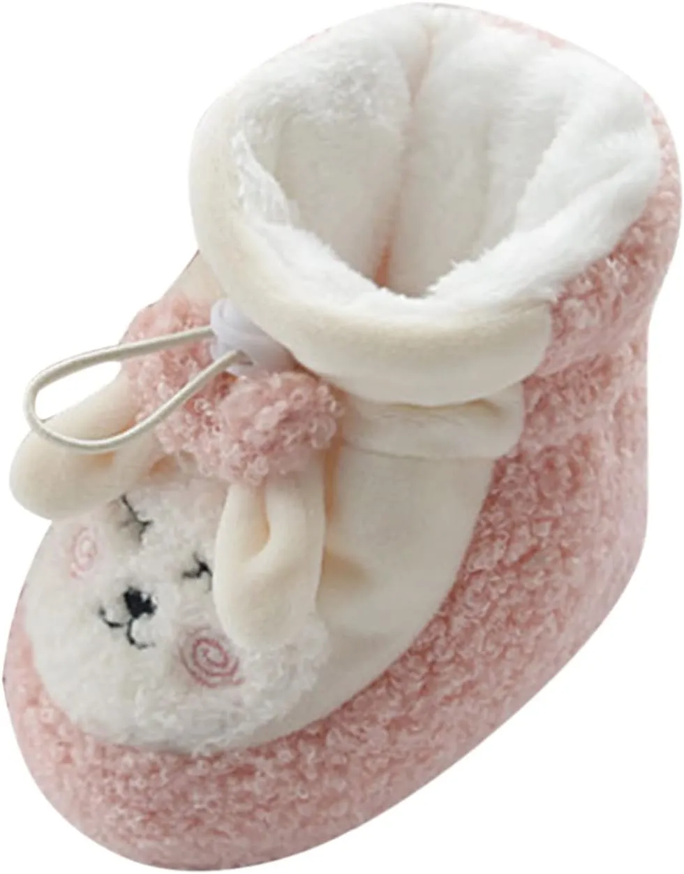 Unisex Newborn Baby Booties Baby Girls Boots Soft Soles Infant Winter Warm Fleece Cozy Socks Shoes 0-18 Months (Pink, 6-12 Months)