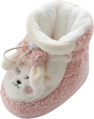 Unisex Newborn Baby Booties Baby Girls Boots Soft Soles Infant Winter Warm Fleece Cozy Socks Shoes 0-18 Months (Pink, 6-12 Months)
