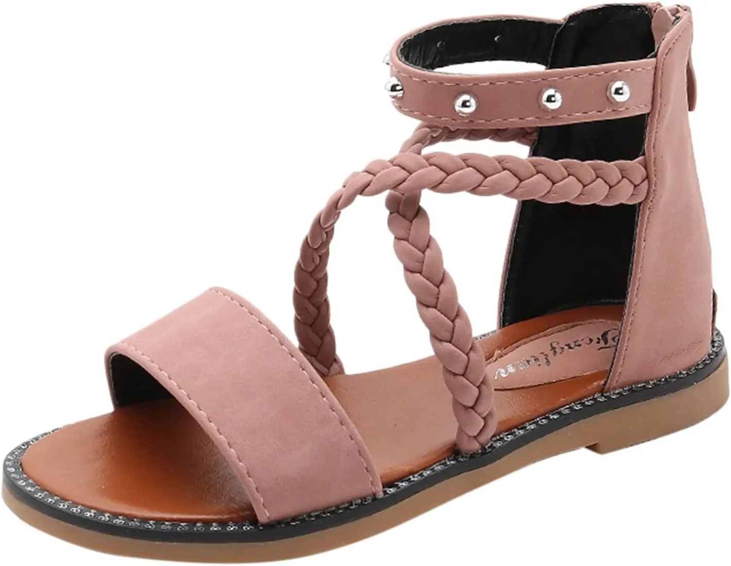 Unisex Toddler House Shoes Girls Sandals Princess Shoes Soft Sole Beach Sandals Kids Roman Shoes for 4 to12 Years