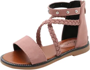 Unisex Toddler House Shoes Girls Sandals Princess Shoes Soft Sole Beach Sandals Kids Roman Shoes for 4 to12 Years