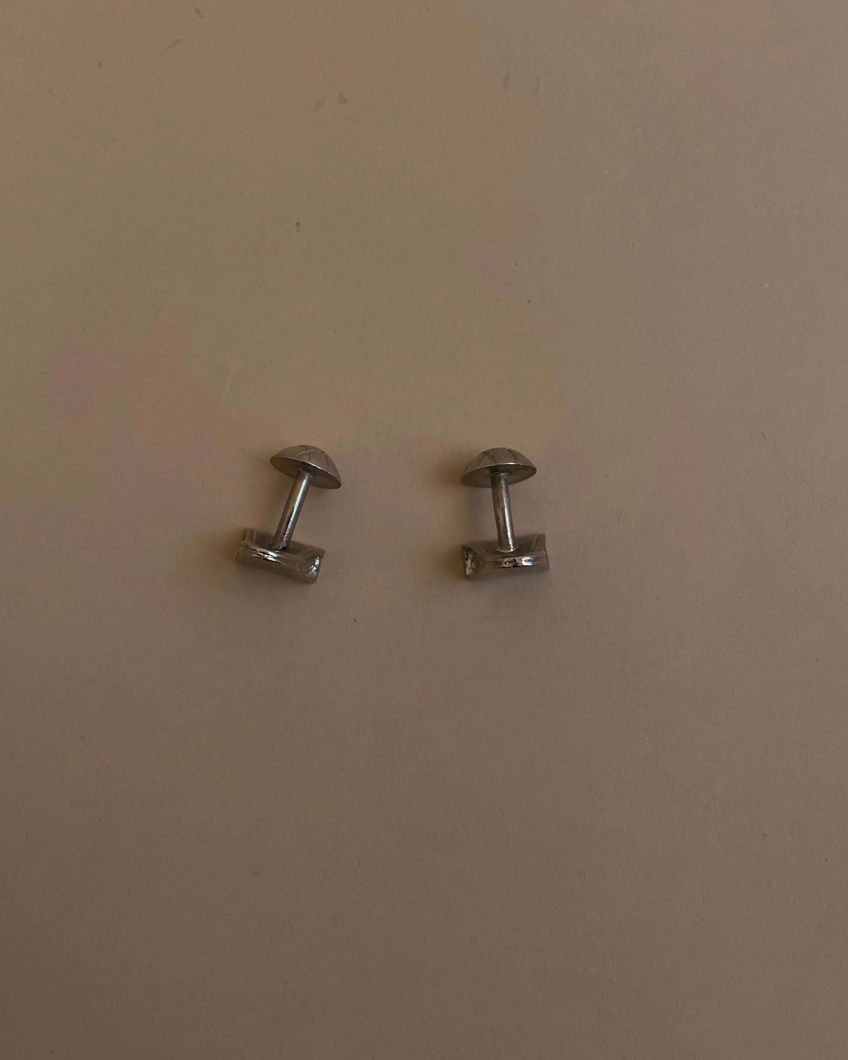 Vintage Designer Silver Lanvin Metal Bag Cufflinks