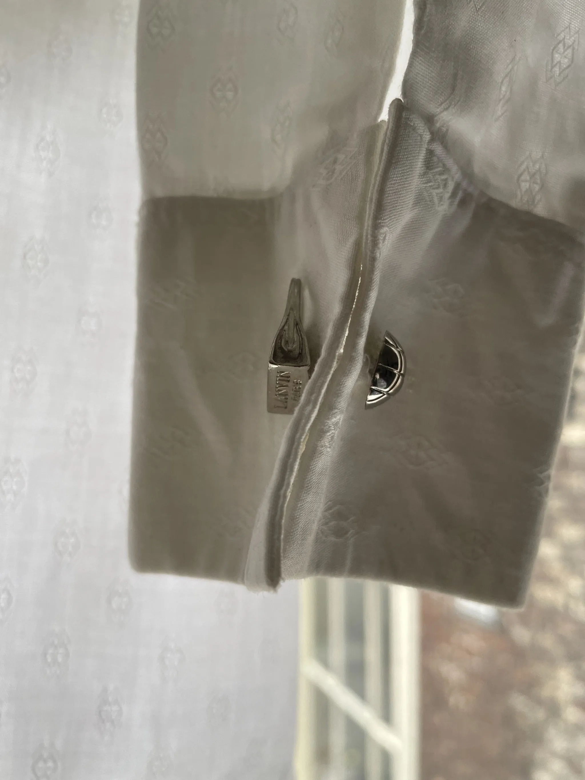 Vintage Designer Silver Lanvin Metal Bag Cufflinks
