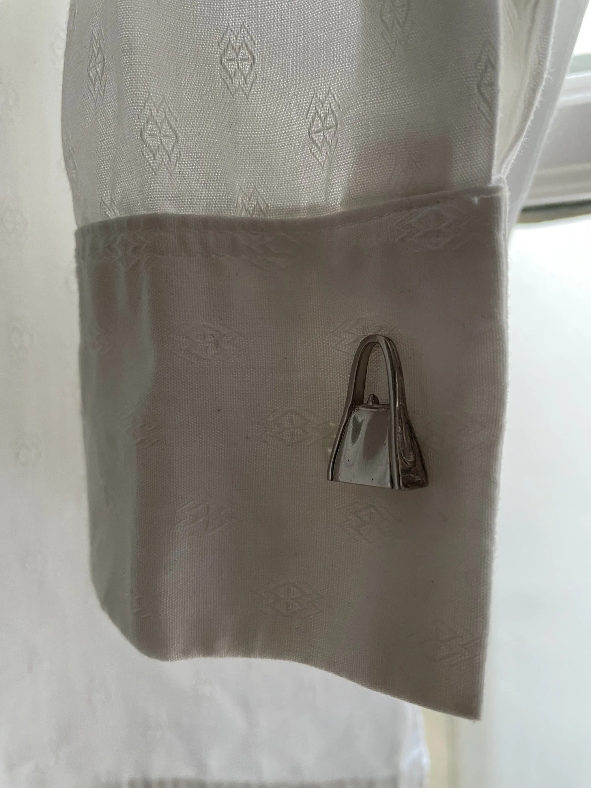 Vintage Designer Silver Lanvin Metal Bag Cufflinks