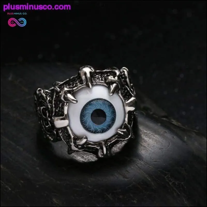 Vintage Dragon Claw Blue Evil Eye Skull Stainless Steel Ring