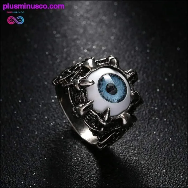 Vintage Dragon Claw Blue Evil Eye Skull Stainless Steel Ring