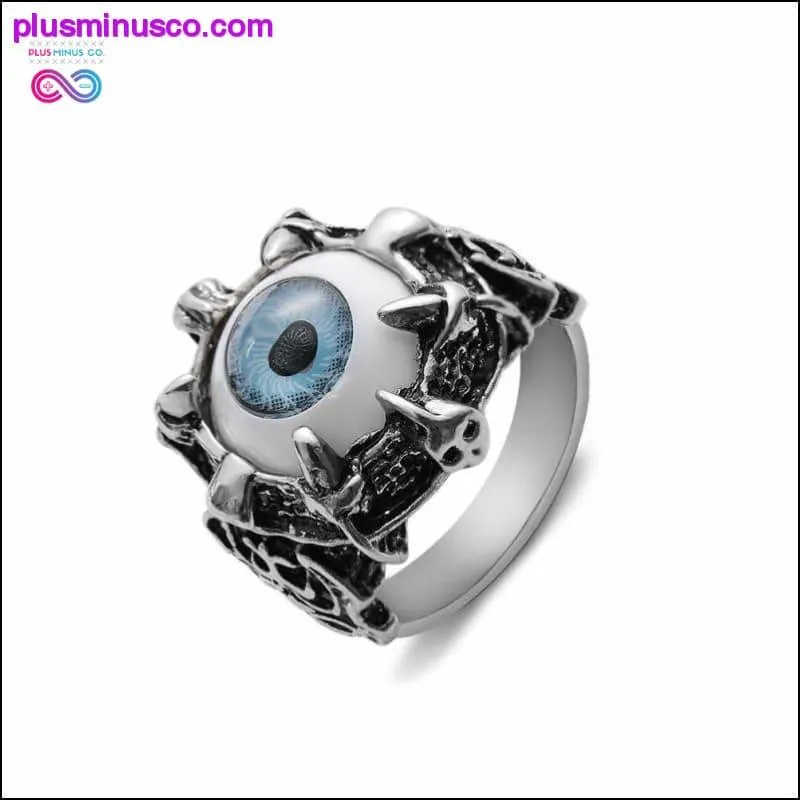 Vintage Dragon Claw Blue Evil Eye Skull Stainless Steel Ring