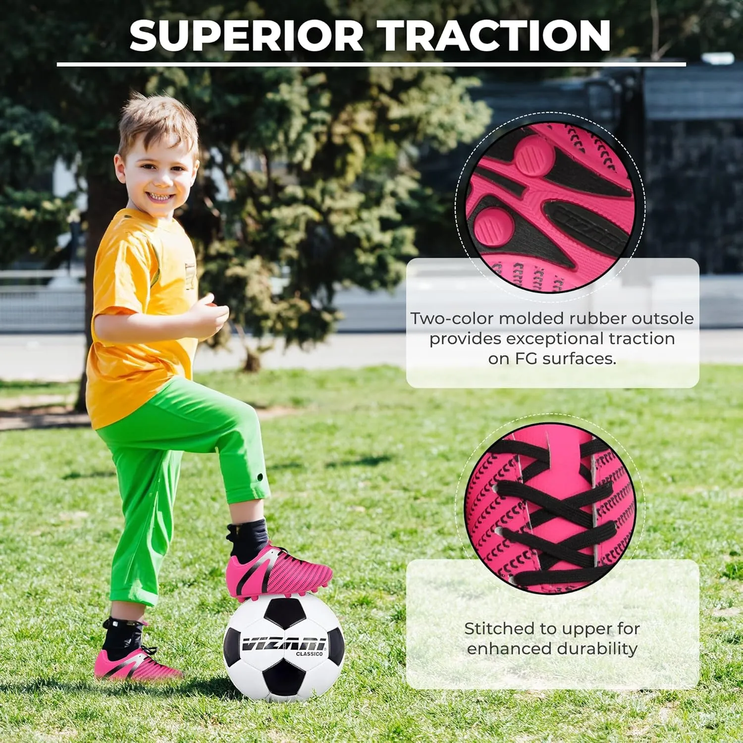 Vizari USA Impact Soccer Cleats for Kids  Youth Firm Ground Football Shoes | Breathable Design for Toddler, Little Kid & Big Kid Players