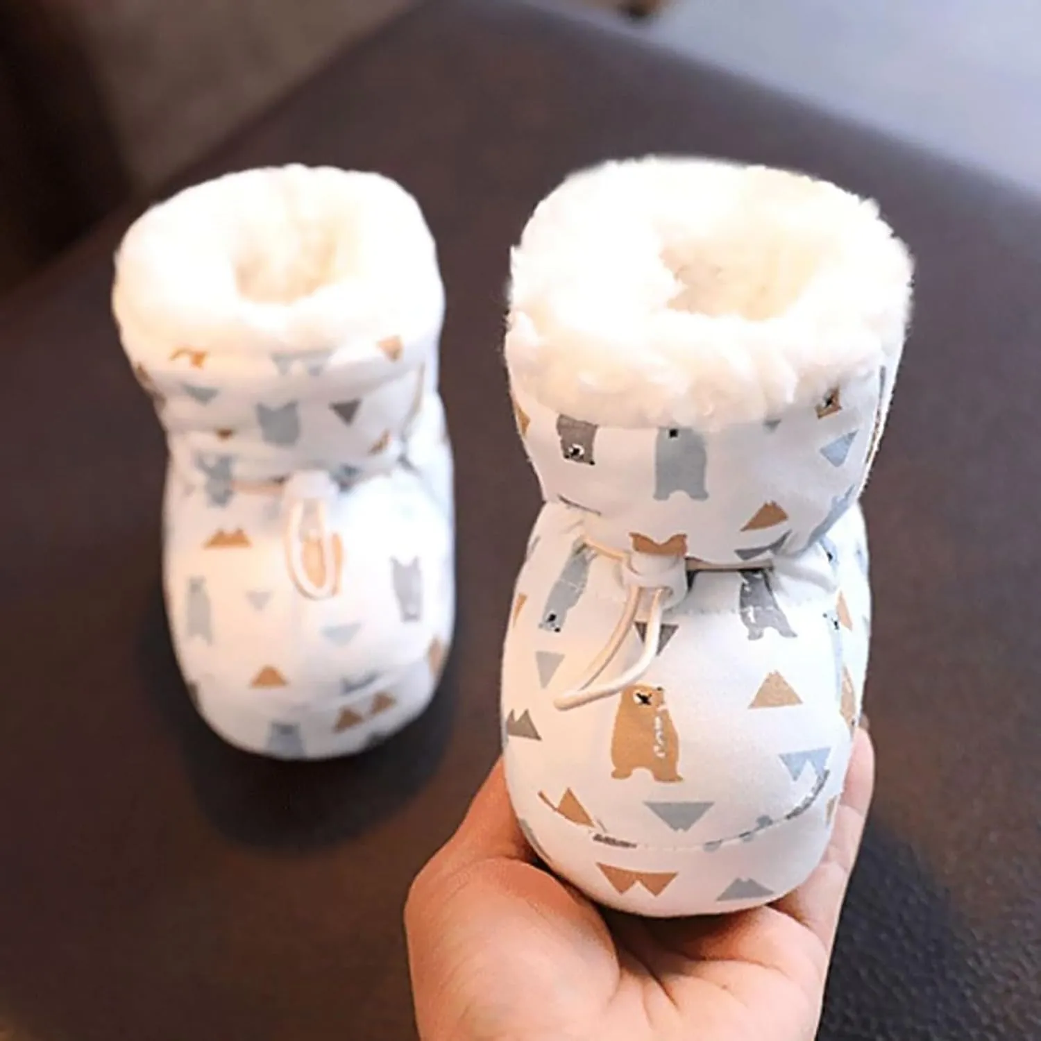 Warm Furry Baby Boots 2024 New Warm Cozy Fleece Baby Booties Winter Snow Anti Slip Soft Sole Warm Baby Boy Boots Size 1