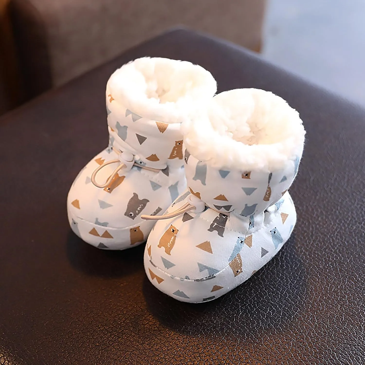 Warm Furry Baby Boots 2024 New Warm Cozy Fleece Baby Booties Winter Snow Anti Slip Soft Sole Warm Baby Boy Boots Size 1