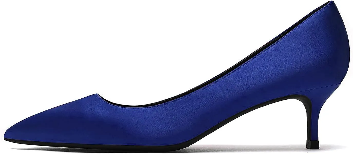 Women Fashion Pointed Toe Slip On Comfort Basic Kitten Heel Pumps Shoes