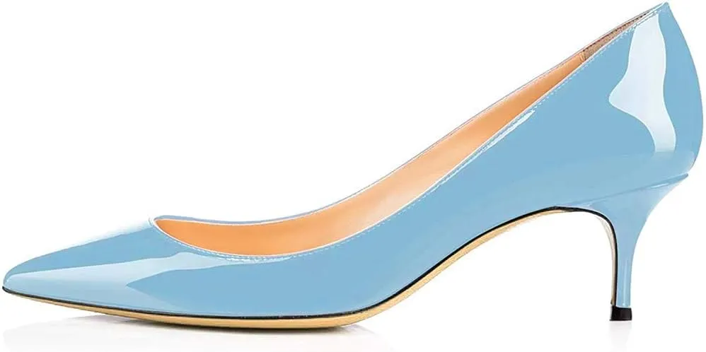 Women Fashion Pointed Toe Slip On Comfort Basic Kitten Heel Pumps Shoes