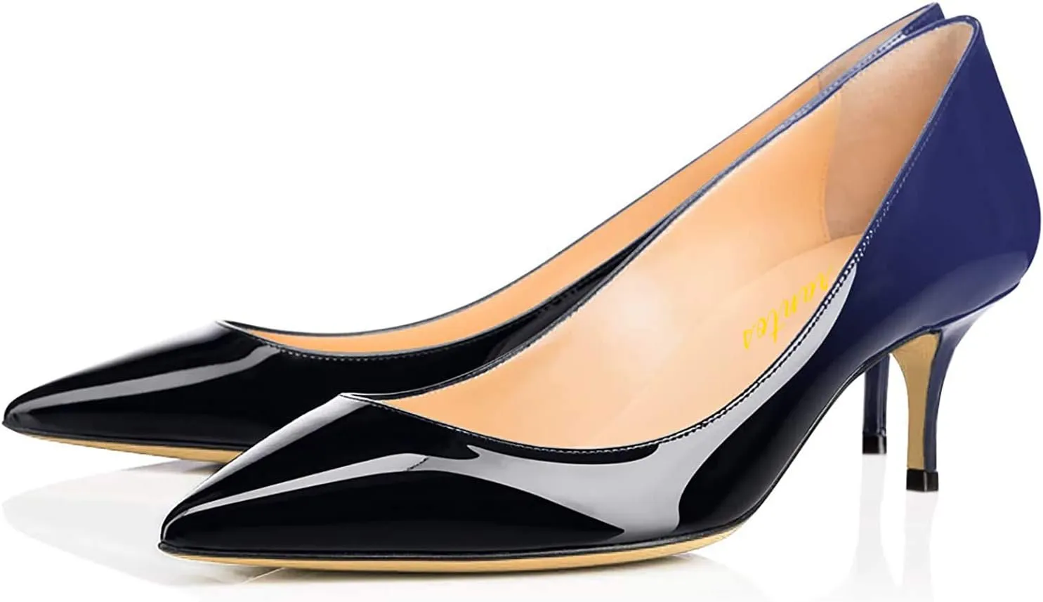 Women Fashion Pointed Toe Slip On Comfort Basic Kitten Heel Pumps Shoes