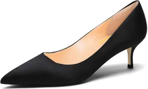 Women Fashion Pointed Toe Slip On Comfort Basic Kitten Heel Pumps Shoes