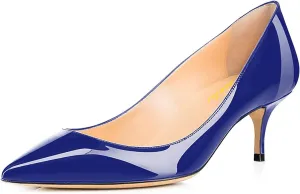 Women Fashion Pointed Toe Slip On Comfort Basic Kitten Heel Pumps Shoes