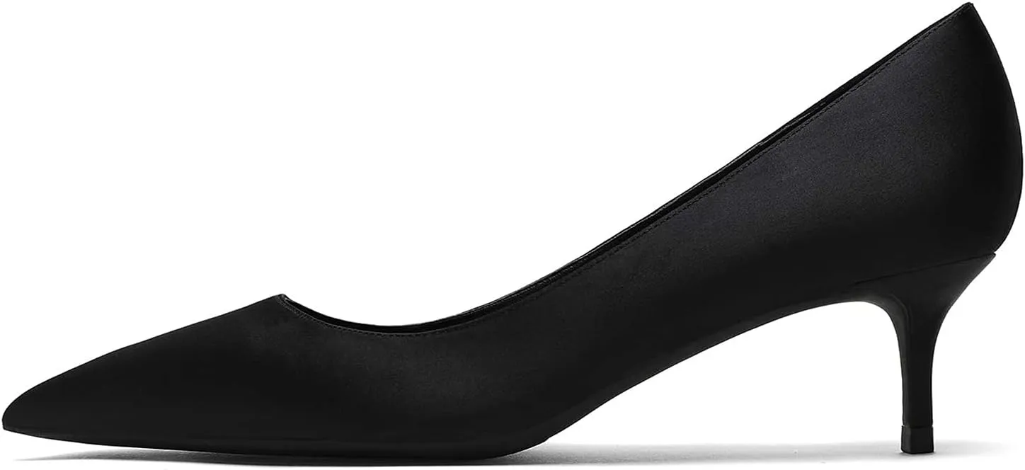 Women Fashion Pointed Toe Slip On Comfort Basic Kitten Heel Pumps Shoes