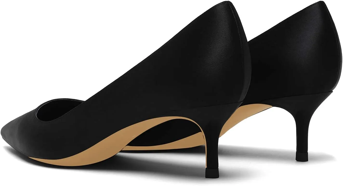 Women Fashion Pointed Toe Slip On Comfort Basic Kitten Heel Pumps Shoes