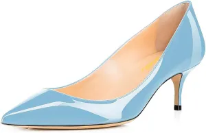 Women Fashion Pointed Toe Slip On Comfort Basic Kitten Heel Pumps Shoes