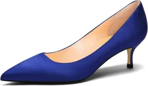 Women Fashion Pointed Toe Slip On Comfort Basic Kitten Heel Pumps Shoes