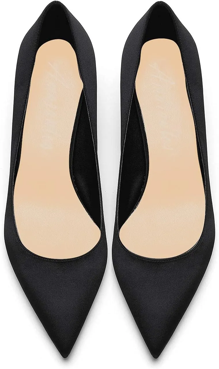 Women Fashion Pointed Toe Slip On Comfort Basic Kitten Heel Pumps Shoes