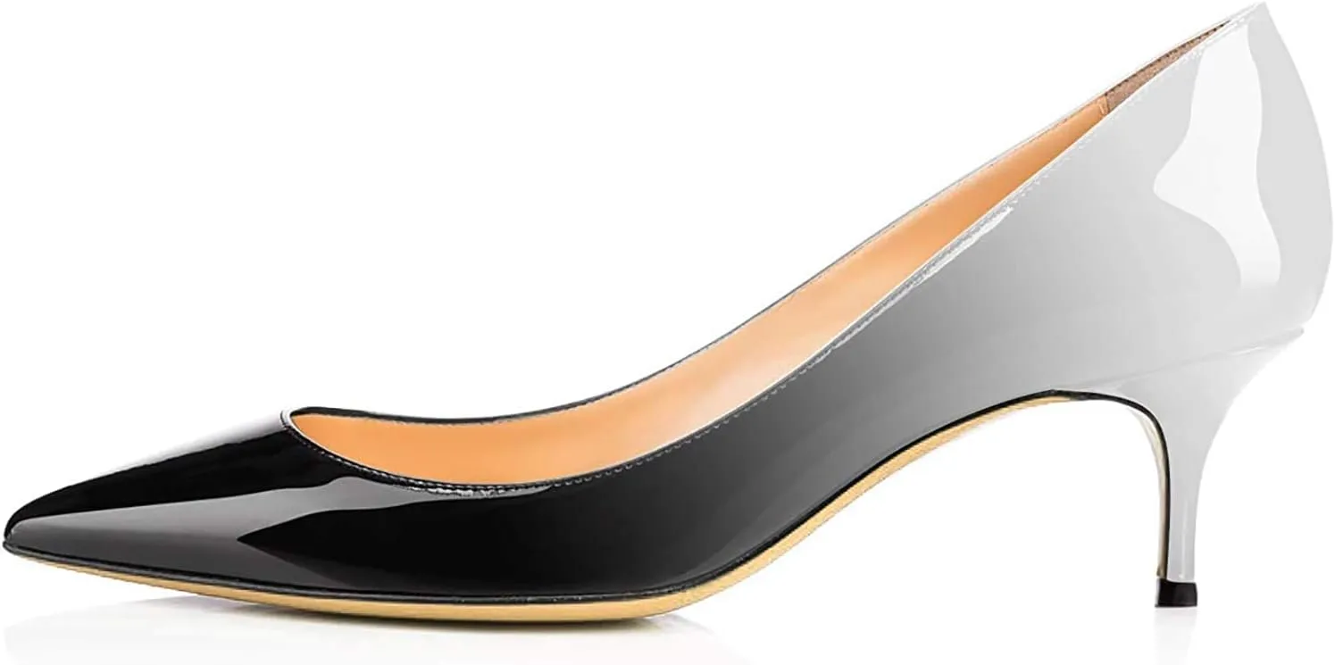 Women Fashion Pointed Toe Slip On Comfort Basic Kitten Heel Pumps Shoes