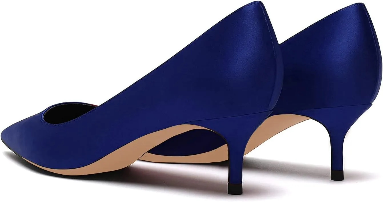 Women Fashion Pointed Toe Slip On Comfort Basic Kitten Heel Pumps Shoes